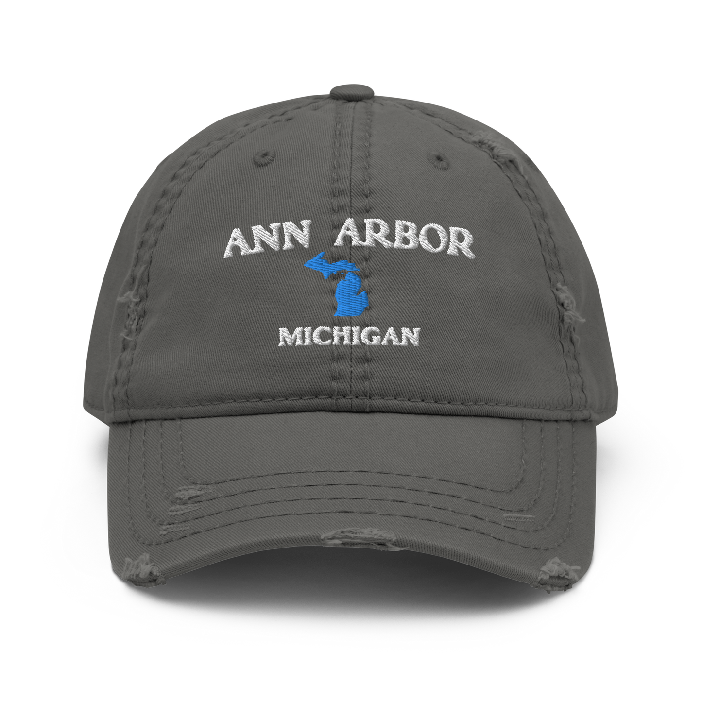 'Ann Arbor' Distressed Dad Hat (w/ Michigan Outline)