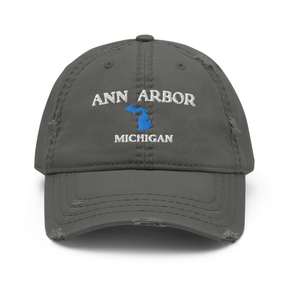 'Ann Arbor' Distressed Dad Hat (w/ Michigan Outline)