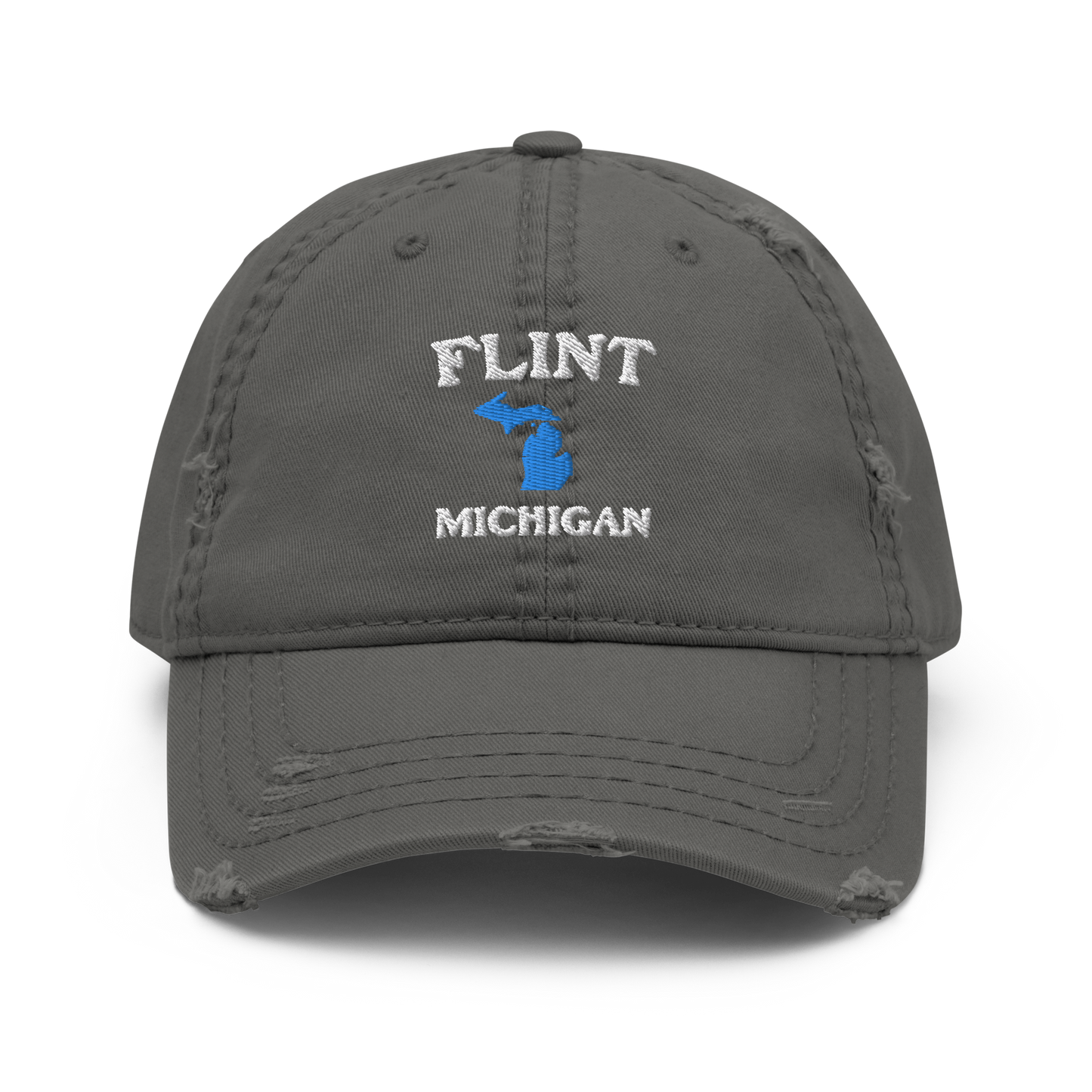 'Flint Michigan' Distressed Dad Hat (w/ Michigan Outline)