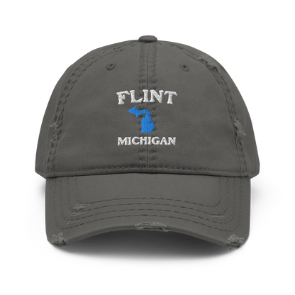 'Flint Michigan' Distressed Dad Hat (w/ Michigan Outline)