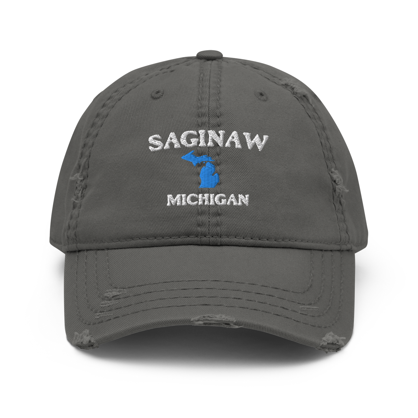 'Saginaw Michigan' Distressed Dad Hat (w/ Michigan Outline)