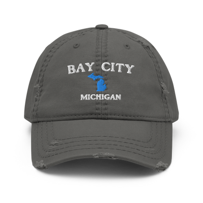 'Bay City Michigan' Distressed Dad Hat (w/ Michigan Outline)