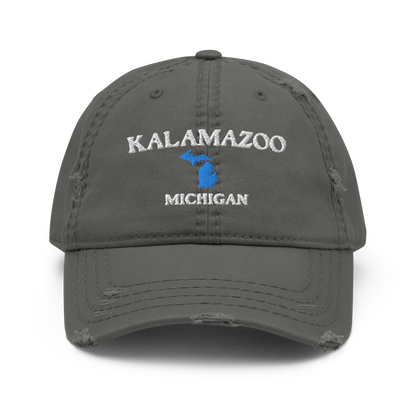 'Kalamazoo Michigan' Distressed Dad Hat (w/ Michigan Outline)