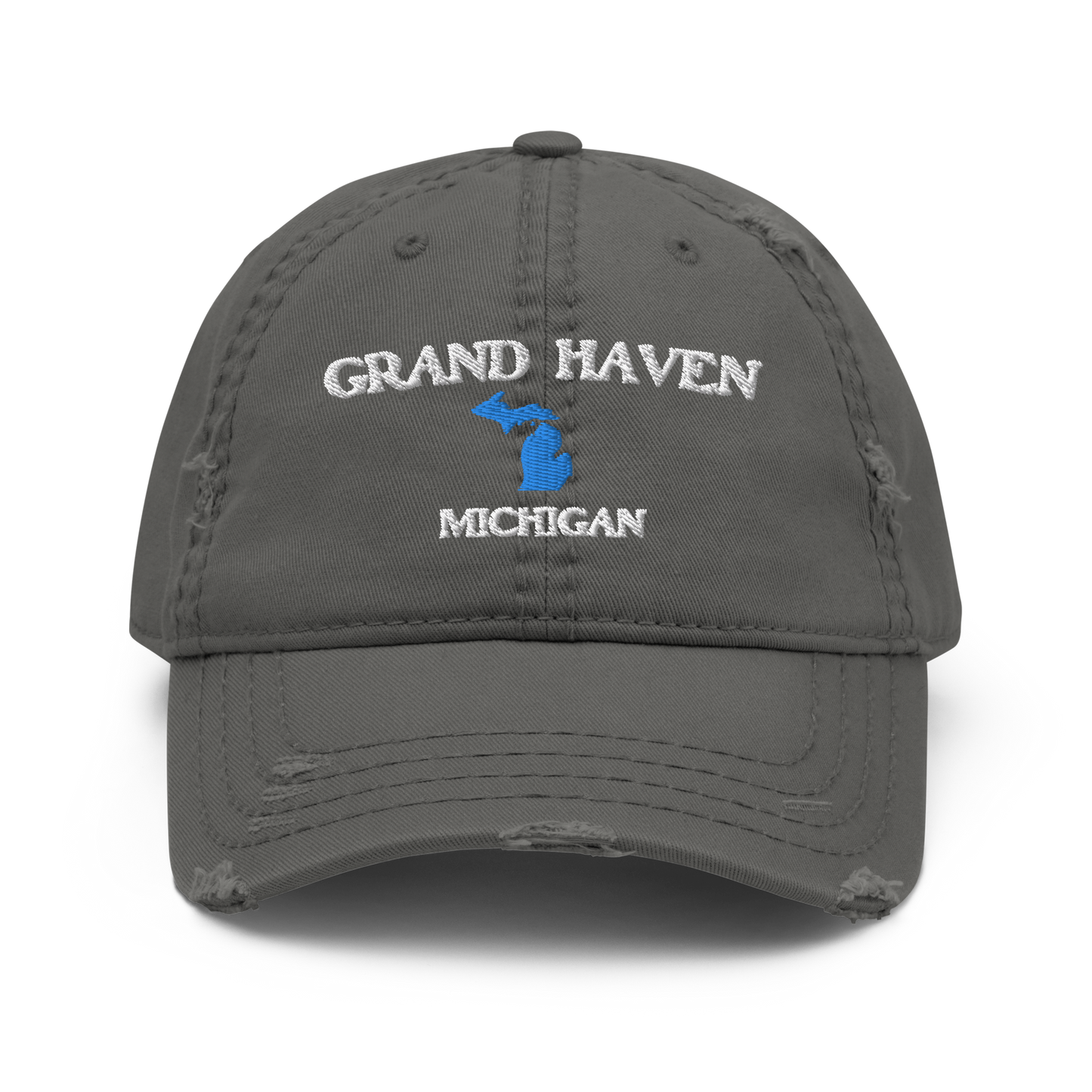 'Grand Haven Michigan' Distressed Dad Hat (w/ Michigan Outline)