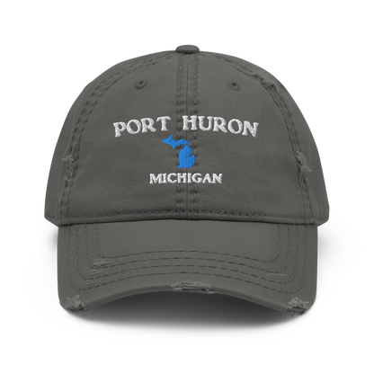 'Port Huron Michigan' Distressed Dad Hat (w/ Michigan Outline)