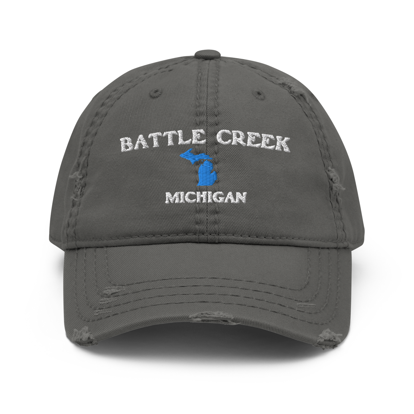 'Battle Creek Michigan' Distressed Dad Hat (w/ Michigan Outline)