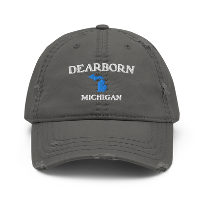 'Dearborn Michigan' Distressed Dad Hat (w/ Michigan Outline)