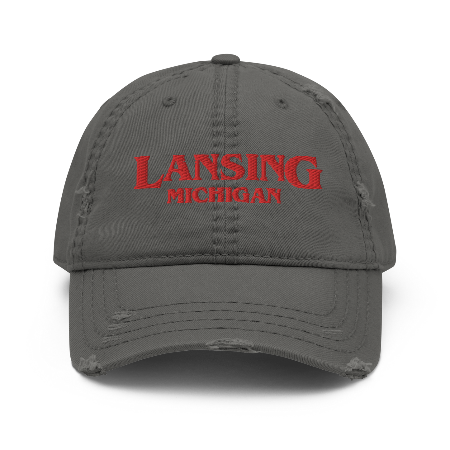 'Lansing Michigan' Distressed Dad Hat (1980s Drama Parody)