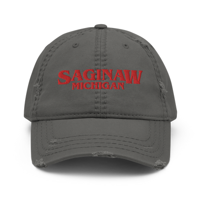 'Saginaw Michigan' Distressed Dad Hat (1980s Drama Parody)