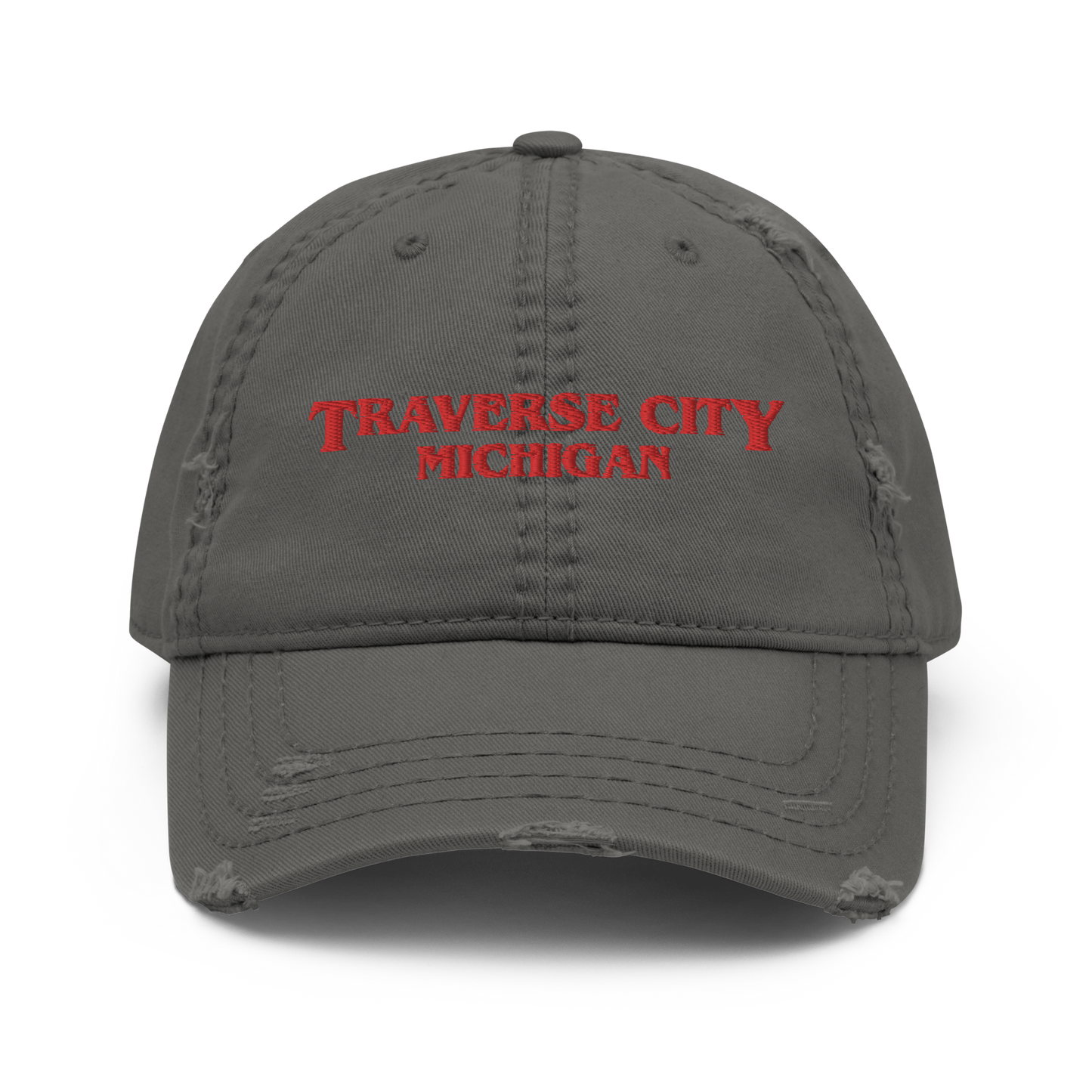 'Traverse City Michigan' Distressed Dad Hat (1980s Drama Parody)