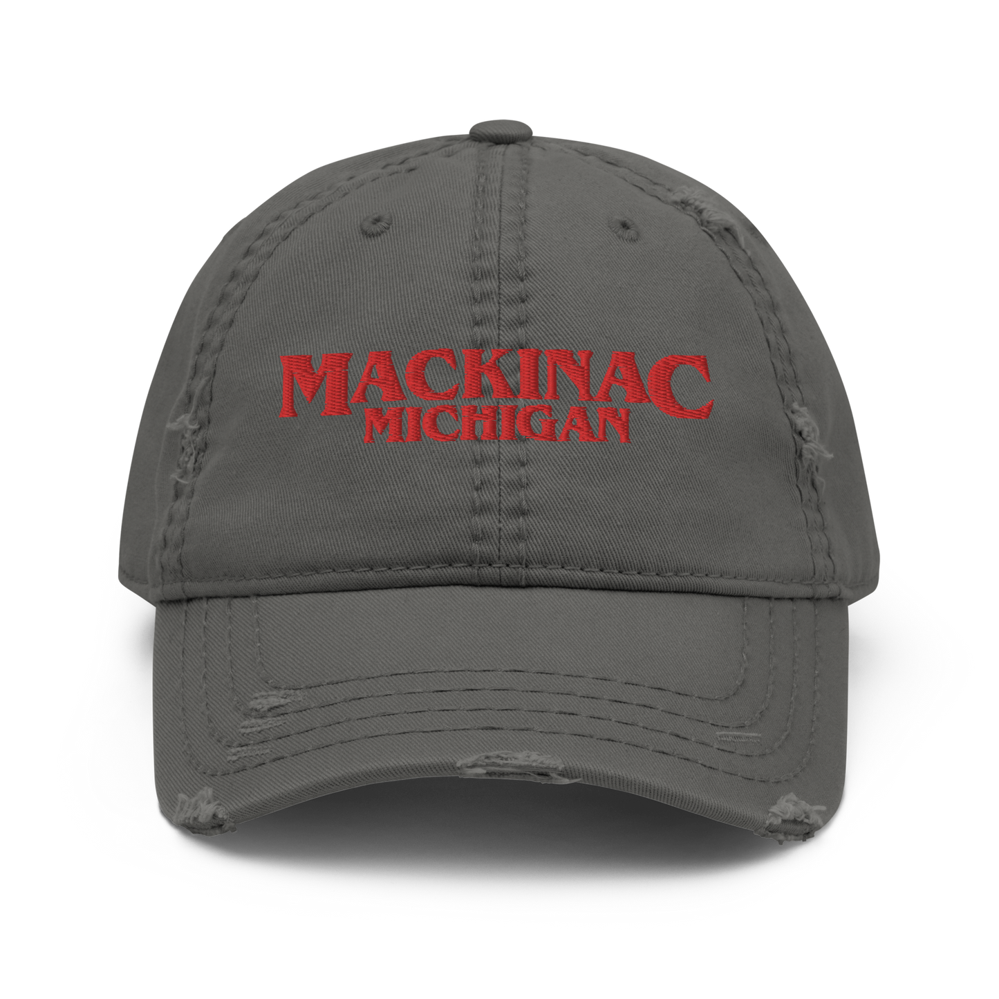 'Mackinac Michigan' Distressed Dad Hat (1980s Drama Parody)