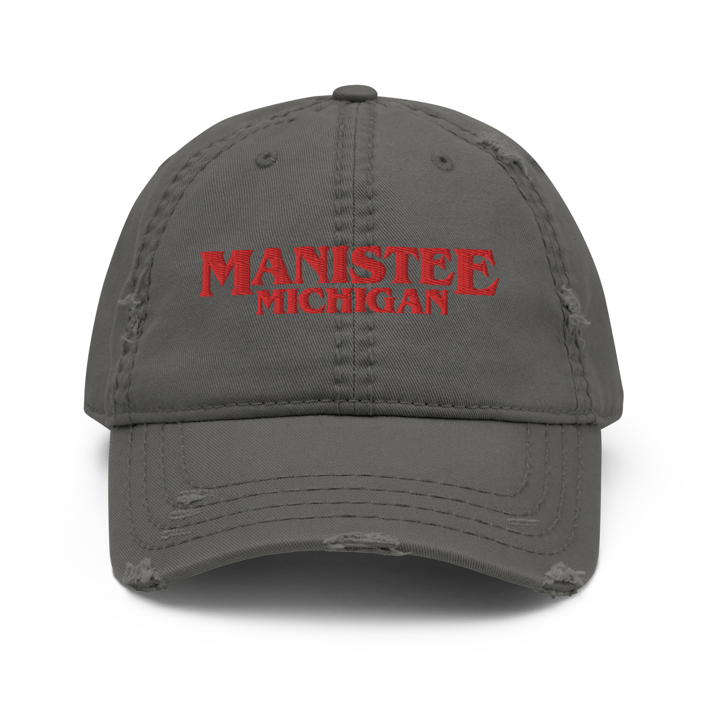 'Manistee Michigan' Distressed Dad Hat (1980s Drama Parody)