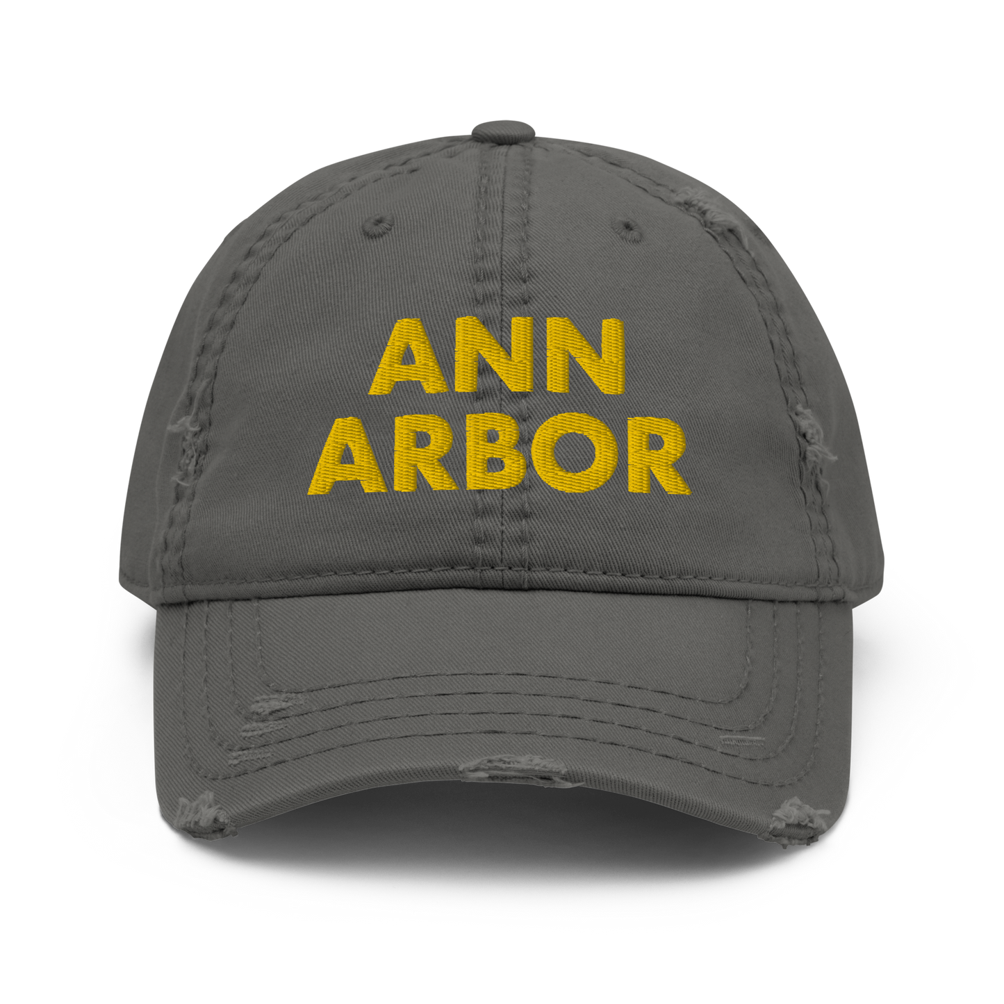 'Ann Arbor' Distressed Dad Hat | Gold/Navy Embroidery