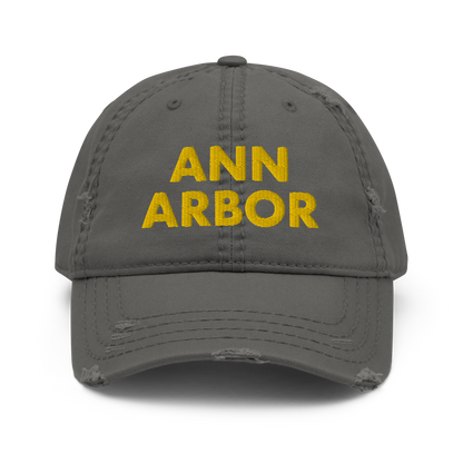 'Ann Arbor' Distressed Dad Hat | Gold/Navy Embroidery