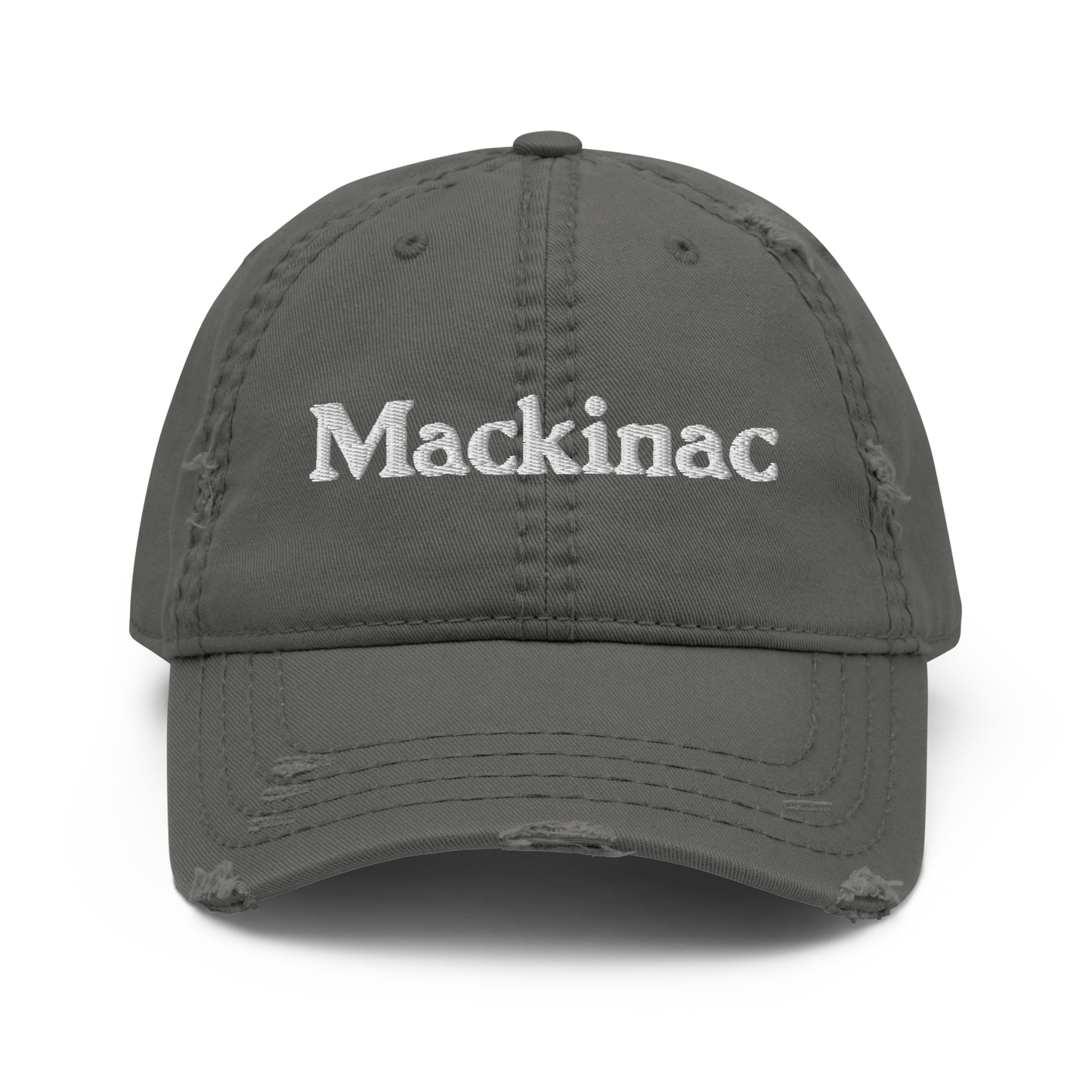 'Mackinac' Distressed Dad Hat | White/Navy Embroidery