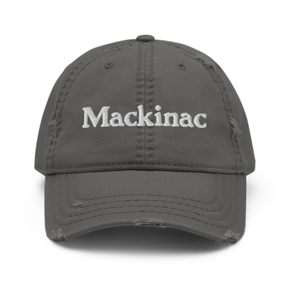 'Mackinac' Distressed Dad Hat | White/Navy Embroidery