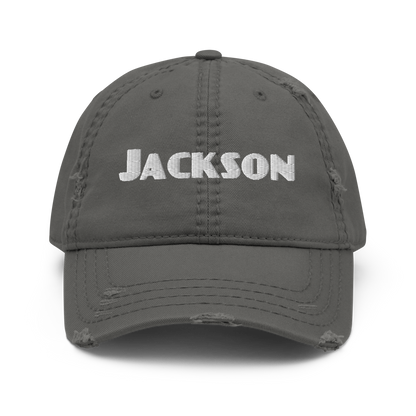 'Jackson' Distressed Dad Hat | White/Black