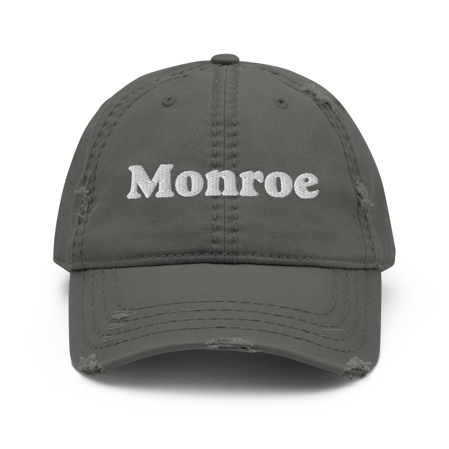 'Monroe' Distressed Dad Hat | White/Black Embroidery