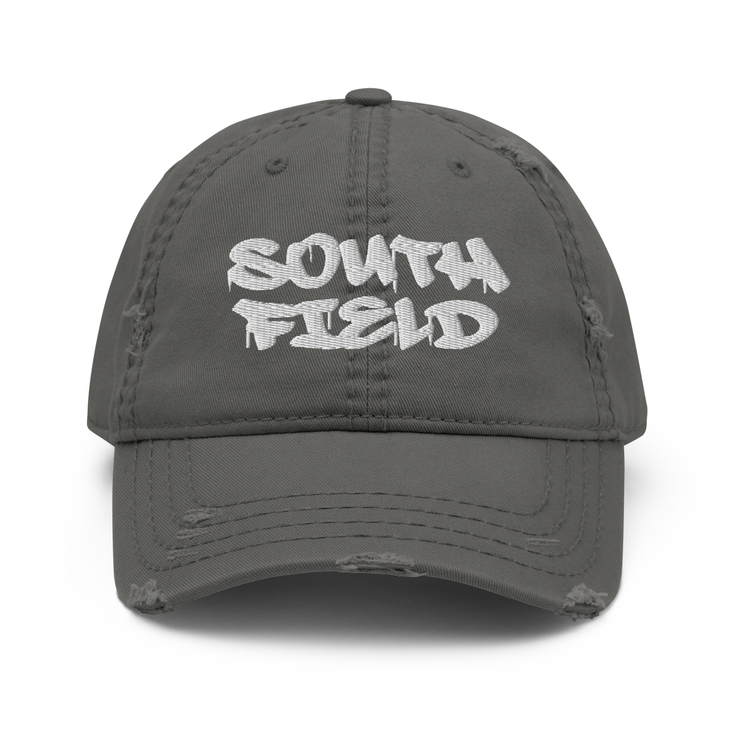 'Southfield' Distressed Dad Hat | White/Black Embroidery