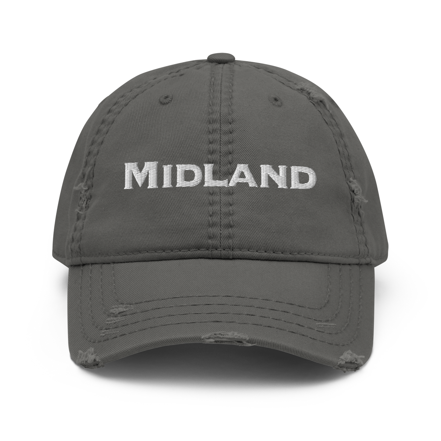 'Midland' Distressed Dad Hat | White/Black Embroidery