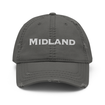 'Midland' Distressed Dad Hat | White/Black Embroidery