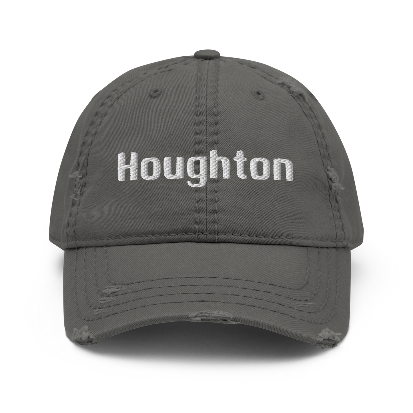 'Houghton' Distressed Dad Hat | White/Black Embroidery