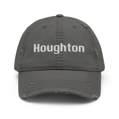 'Houghton' Distressed Dad Hat | White/Black Embroidery