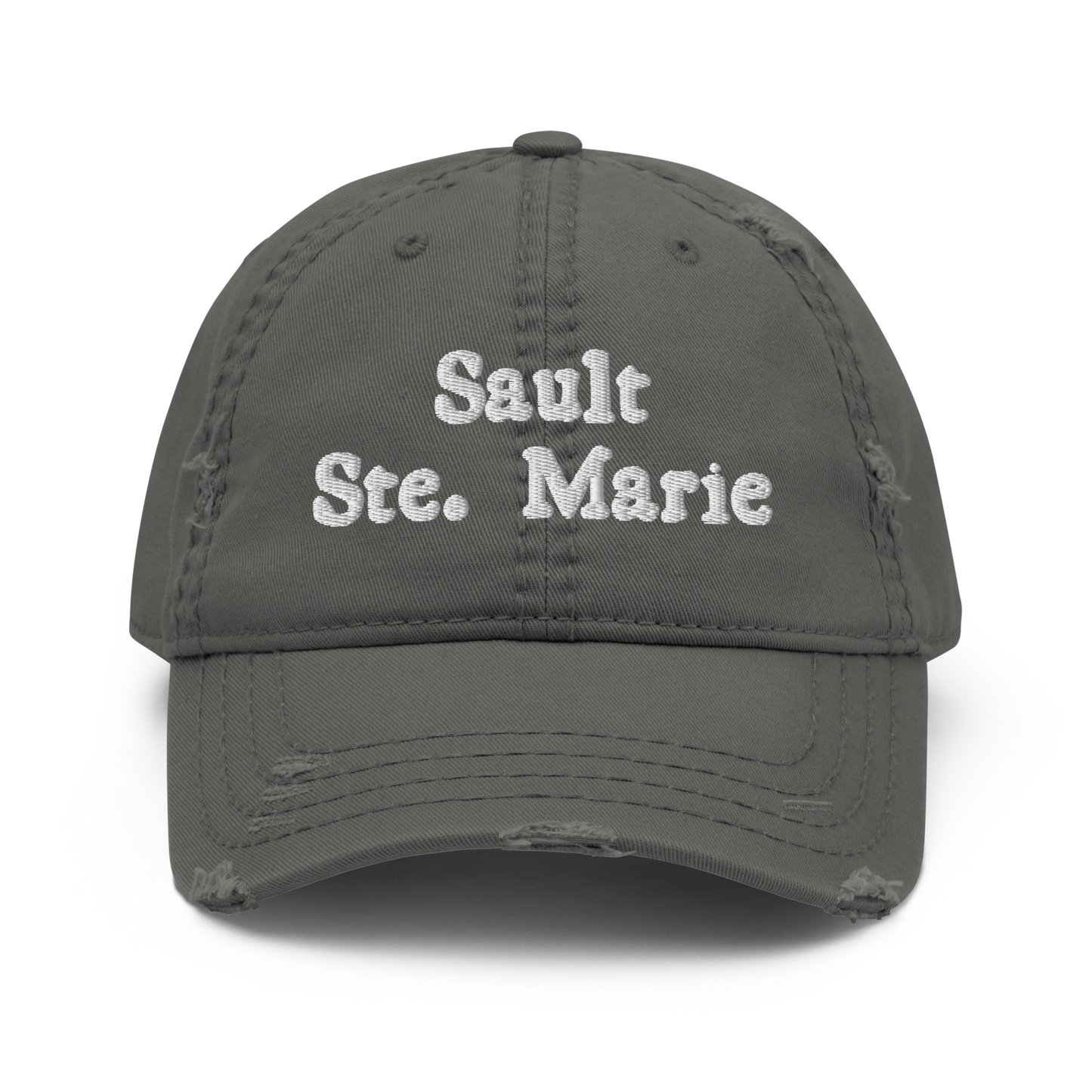 'Sault Ste. Marie' Distressed Dad Hat | White/Navy