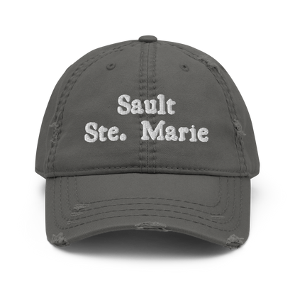 'Sault Ste. Marie' Distressed Dad Hat | White/Navy