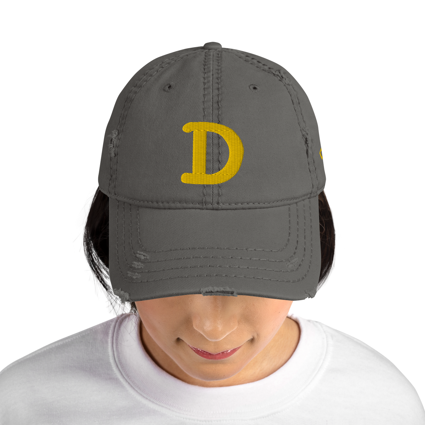 Detroit 'Old French D' Distressed Dad Hat (w/ Side Design) | Gold Embroidery