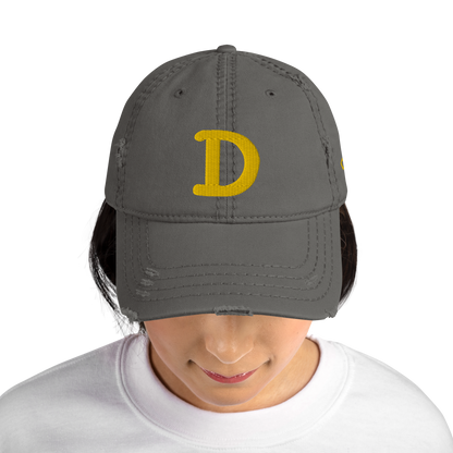 Detroit 'Old French D' Distressed Dad Hat (w/ Side Design) | Gold Embroidery