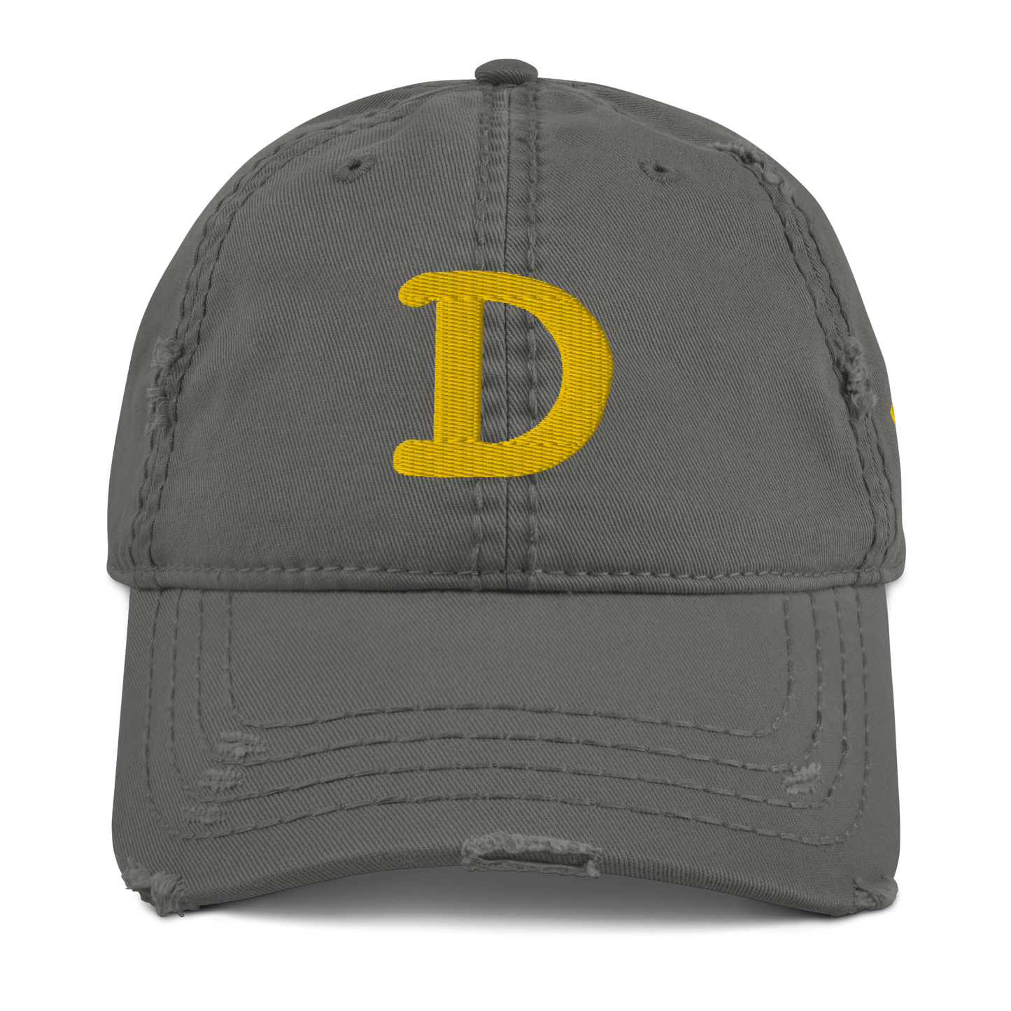 Detroit 'Old French D' Distressed Dad Hat (w/ Side Design) | Gold Embroidery