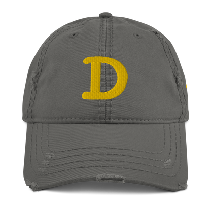 Detroit 'Old French D' Distressed Dad Hat (w/ Side Design) | Gold Embroidery