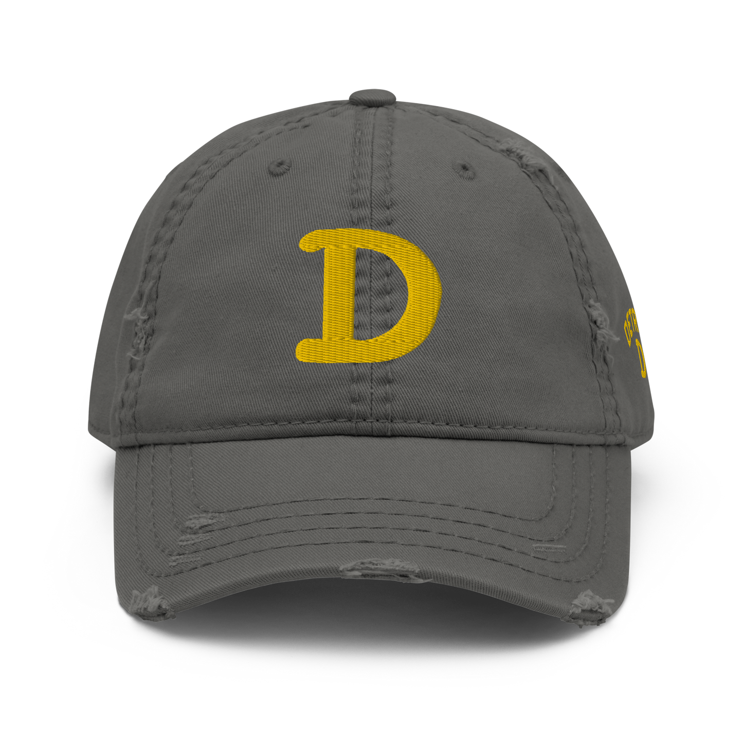 Detroit 'Old French D' Distressed Dad Hat (w/ Side Design) | Gold Embroidery