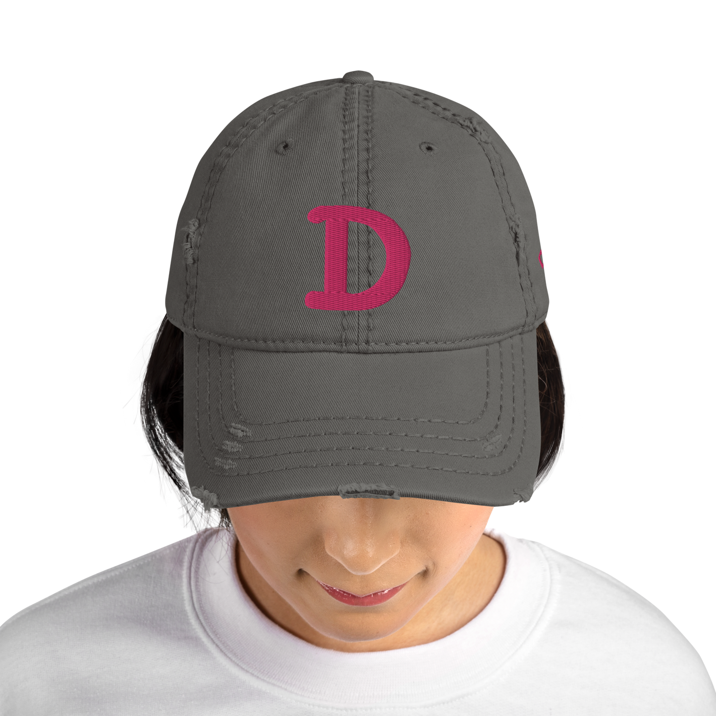 Detroit 'Old French D' Distressed Dad Hat (w/ Side Design) | Pink Embroidery