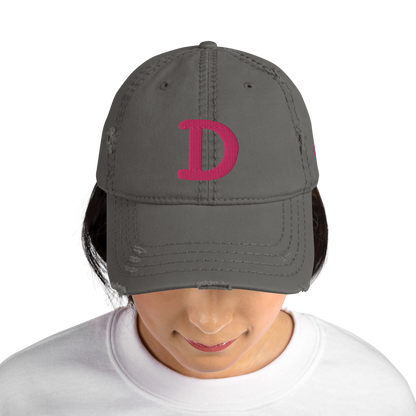 Detroit 'Old French D' Distressed Dad Hat (w/ Side Design) | Pink Embroidery