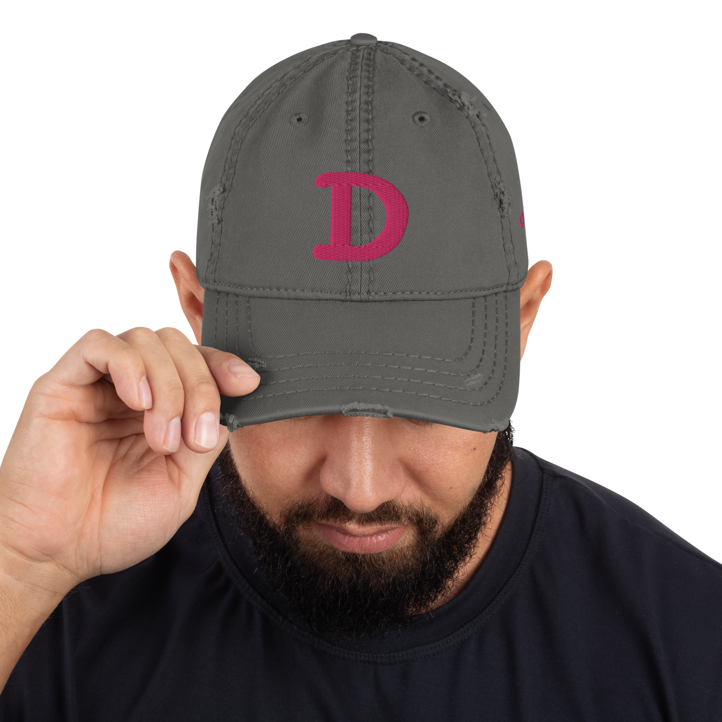 Detroit 'Old French D' Distressed Dad Hat (w/ Side Design) | Pink Embroidery