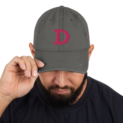 Detroit 'Old French D' Distressed Dad Hat (w/ Side Design) | Pink Embroidery