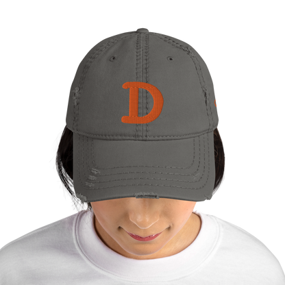 Detroit 'Old French D' Distressed Dad Hat (w/ Side Design) | Orange Embroidery