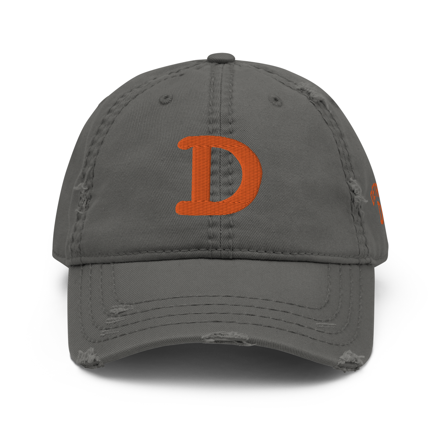 Detroit 'Old French D' Distressed Dad Hat (w/ Side Design) | Orange Embroidery