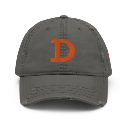 Detroit 'Old French D' Distressed Dad Hat (w/ Side Design) | Orange Embroidery