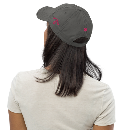 Detroit 'Old French D' Distressed Dad Hat (w/ Side Design) | Pink Embroidery