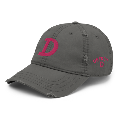 Detroit 'Old French D' Distressed Dad Hat (w/ Side Design) | Pink Embroidery