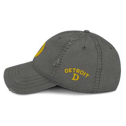 Detroit 'Old French D' Distressed Dad Hat (w/ Side Design) | Gold Embroidery