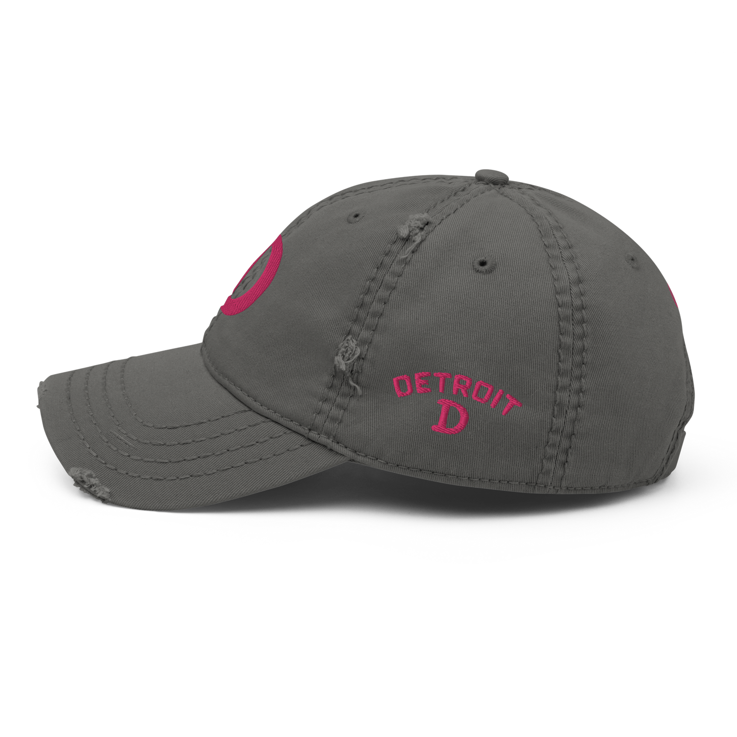 Detroit 'Old French D' Distressed Dad Hat (w/ Side Design) | Pink Embroidery