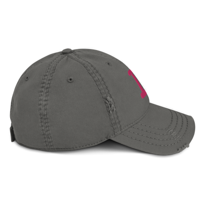 Detroit 'Old French D' Distressed Dad Hat (w/ Side Design) | Pink Embroidery