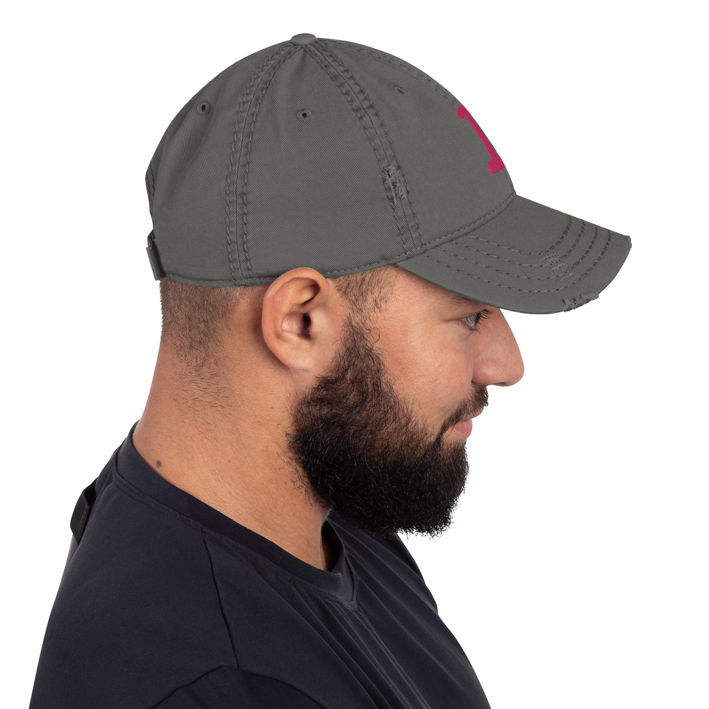 Detroit 'Old French D' Distressed Dad Hat (w/ Side Design) | Pink Embroidery