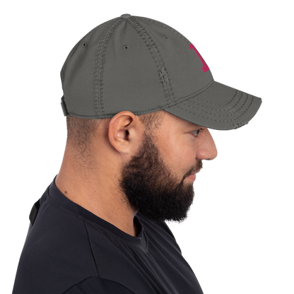 Detroit 'Old French D' Distressed Dad Hat (w/ Side Design) | Pink Embroidery