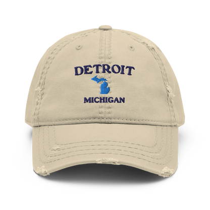 'Detroit Michigan' Distressed Dad Hat (w/Michigan Outline)