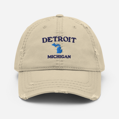 'Detroit Michigan' Distressed Dad Hat (w/Michigan Outline)